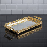 Diamond Zeyve Small Rectangular Tray With Handle Gold